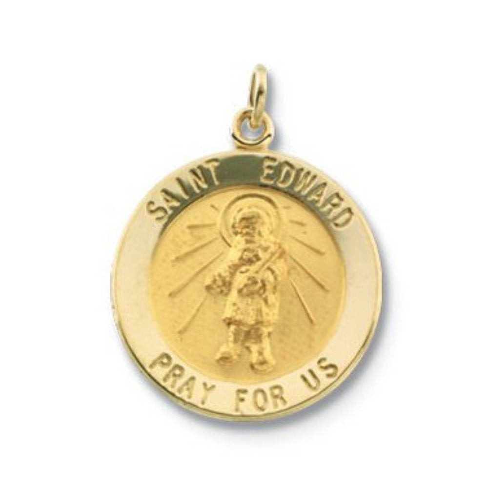 14k Yellow Gold Round St. Edward Medal (18.25 MM)