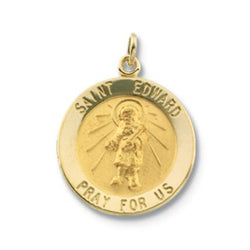 14k Yellow Gold Round St. Edward Medal (18.25 MM)