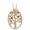 Multi Gemstone Tree Pendant Necklace, 10k Yellow Gold, 12k Green and Rose Gold Black Hills Gold Motif, 18"