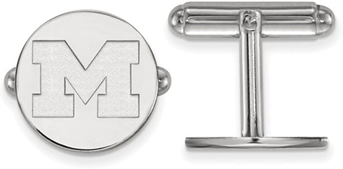 Rhodium-Plated Sterling Silver Michigan (Univ of) Cuff Links, 15MM