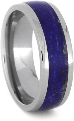 Lapis Lazuli 8mm Comfort-Fit Titanium Wedding Band, Size 7.25