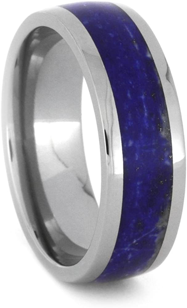 Lapis Lazuli Comfort-Fit 8mm Titanium Band, Size 8.25