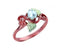 White Cultured Pearl Slim Profile Ring, 10k Rose Gold, 12k Green Gold Black Hills Gold Motif (4-4.5MM)