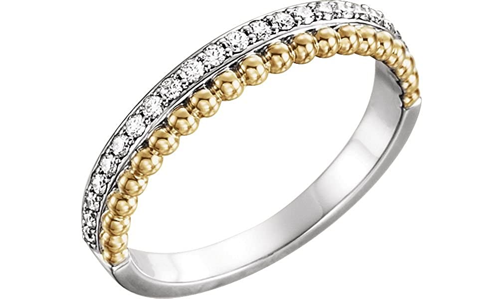 Diamond Beaded Ring, Rhodium-Plated 14k White and Yellow Gold (1/4 Ctw, Color G-H, Clarity I1), Size 6