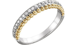 Diamond Beaded Ring, Rhodium-Plated 14k White and Yellow Gold (1/4 Ctw, Color G-H, Clarity I1), Size 6