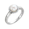 White Freshwater Cultured Pearl and Diamond Halo Ring, Rhodium-Plated 14k White Gold (6.5-7mm) (.06Ctw, G-H Color, I1 Clarity)