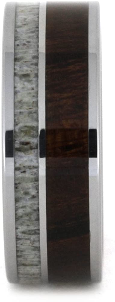 Deer Antler, Ironwood, Titanium 8mm Comfort-Fit Tungsten Band, Size 13