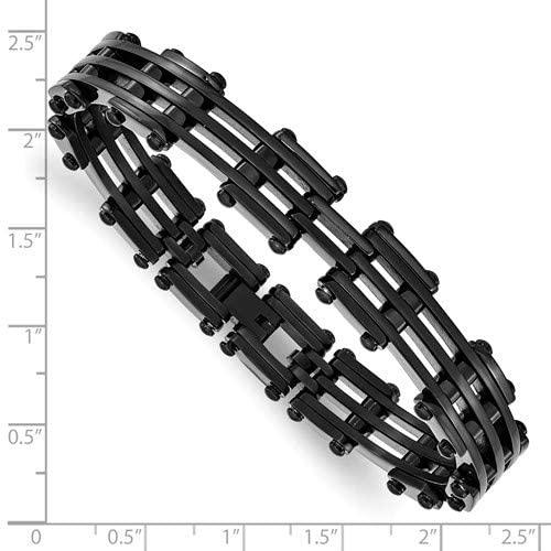 Men's Stainless Steel 10mm Black IP Link Bracelet, 8.5 Inches