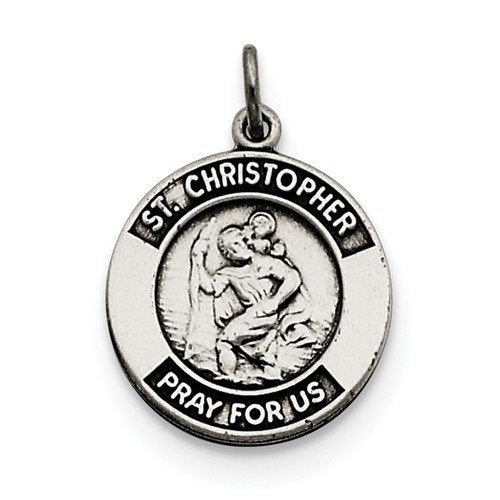 Sterling Silver Antiqued St. Christopher Medal (22X16MM)