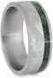 Gibeon Meteorite, Green Box Elder Burl Wood 8mm Matte Titanium Comfort-Fit Wedding Band, Size 7.75