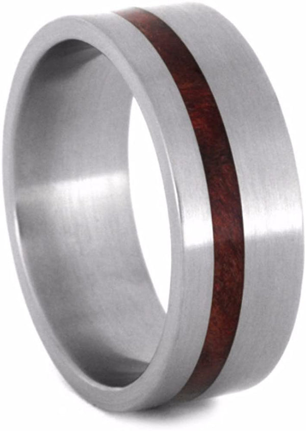 Ruby Redwood Inlay 8mm Comfort-Fit Matte Titanium Wedding Band, Size 13.5