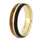 Amboyna Burl, African Blackwood 6mm Comfort-Fit 14k Yellow Gold Band, Size 9.75