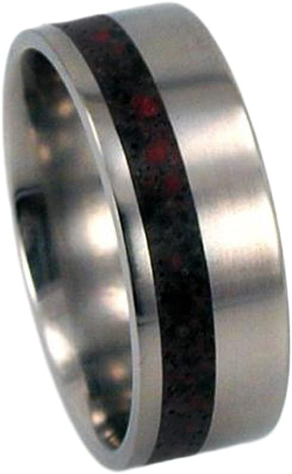 The Men's Jewelry Store (Unisex Jewelry) Colored Dinosaur Bone 8mm Comfort Fit Brushed Titanium Wedding Band, Size 11.5