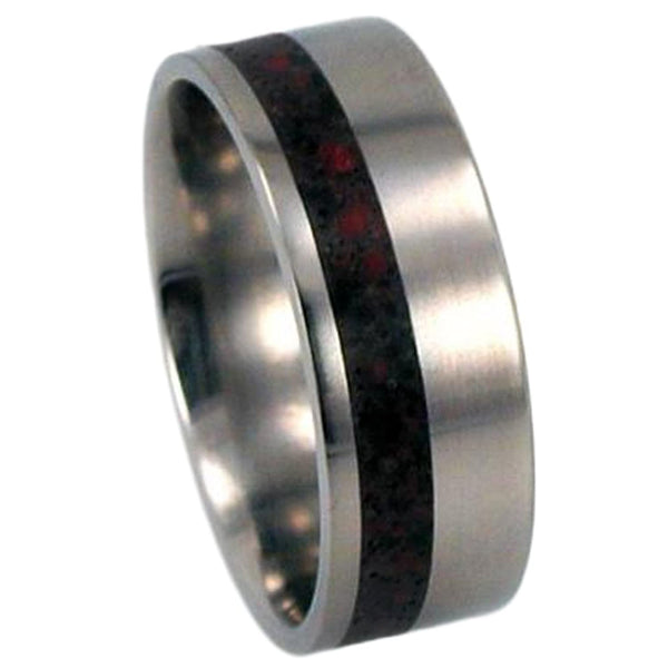 Colored Dinosaur Bone 8mm Comfort Fit Brushed Titanium Wedding Band