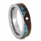 The Men's Jewelry Store (Unisex Jewelry) Diamond, Turquoise Wave, Koa Wood 5.5mm Comfort-Fit Titanium Ring