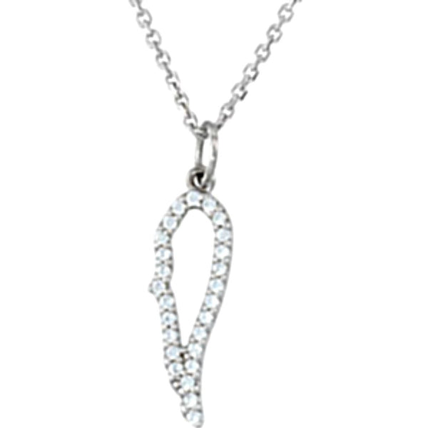 Diamond 'Angel Wing' Platinum Pendant Necklace, 16" (1/8 Cttw)