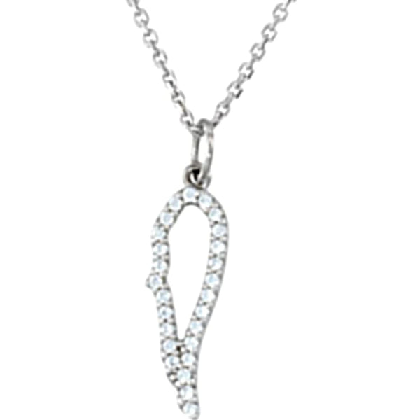 Diamond 'Angel Wing' 14k White Gold Pendant Necklace, 16" (1/8 Cttw)