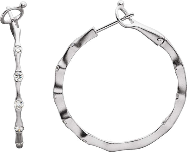 Diamond Inside-Outside Hoop Earrings, 14K White Gold (1/2 Ctw, Color H-I , Clarity I1)