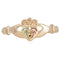 Ave 369 10k Yellow Gold Claddagh Ring, 12k Pink and Green Gold Black Hills Gold Motif