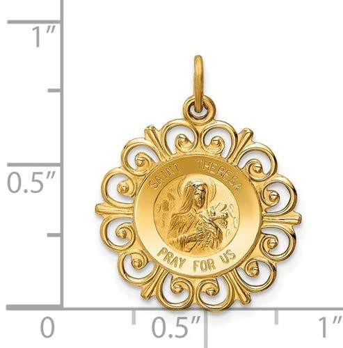 14k Yellow Gold St. Theresa Medal Charm (25X20MM)