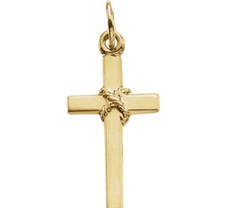 14k Yellow Gold Rope Cross Pendant