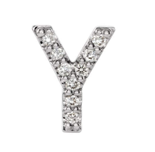 Sterling Silver Diamond Letter 'Y' Initial Stud Earring (Single Earring) (.04 Ctw, GH Color, I1 Clarity)