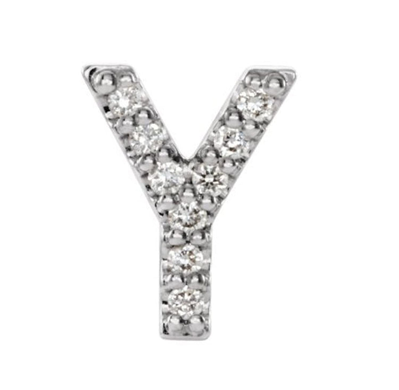 Platinum Diamond Letter 'Y' Initial Stud Earring (Single Earring) (.04 Ctw, GH Color, SI2-SI3 Clarity)