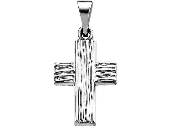 Rugged Cross Brushed 14k White Gold Pendant (13X10 MM)