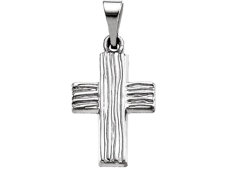 Rugged Cross Brushed 14k White Gold Pendant (13X10 MM)