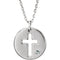 Diamond Pierced Cross Disc Pendant Necklace, 18" Sterling Silver (.03 Ct, G-H Color, I1 Clarity)