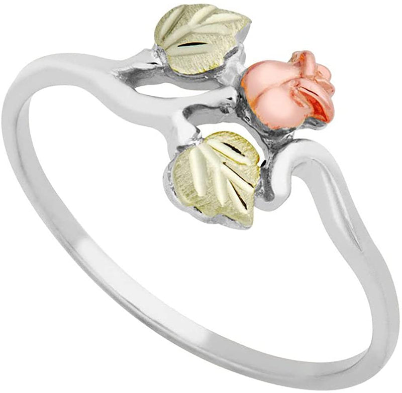 The Men's Jewelry Store (for HER) Dakota Rose Ring, Sterling Silver, 12k Green and Rose Gold Black Hills Gold Motif, Size 9.25