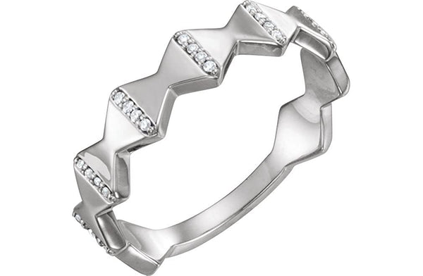 Platinum Diamond Geometrical Design 6.5mm Ring (.1 Ctw, GH Color, SI2-SI3 Clarity) Size 7