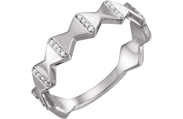 Diamond Geometrical Design 6.5mm Ring, Sterling Silver (.1 Ctw, GH Color, I1 Clarity) Size 6