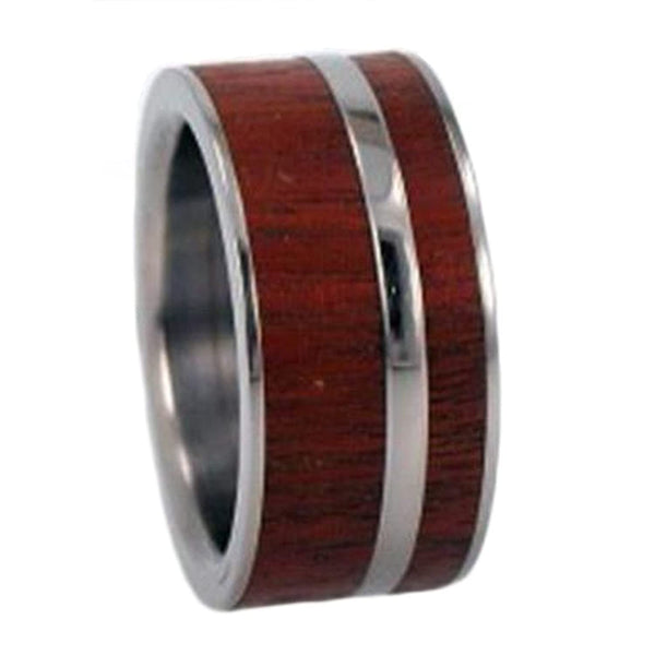 Peruvian Ipe Inlay 8mm Comfort-Fit Titanium Interchangeable Wedding Ring