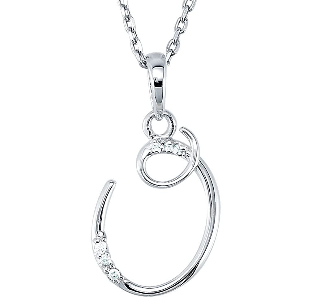 5-Stone Diamond Letter 'O' Initial Sterling Silver Pendant Necklace, 18" (.03 Cttw, GH, I2)