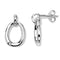 Diamond Oval Hoop Earrings, Rhodium Plated Sterling Silver