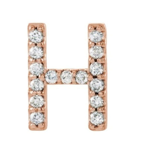 14k Rose Gold Diamond Letter 'H' Initial Stud Earring (Single Earring) (.07 Ctw, GH Color, I1 Clarity)