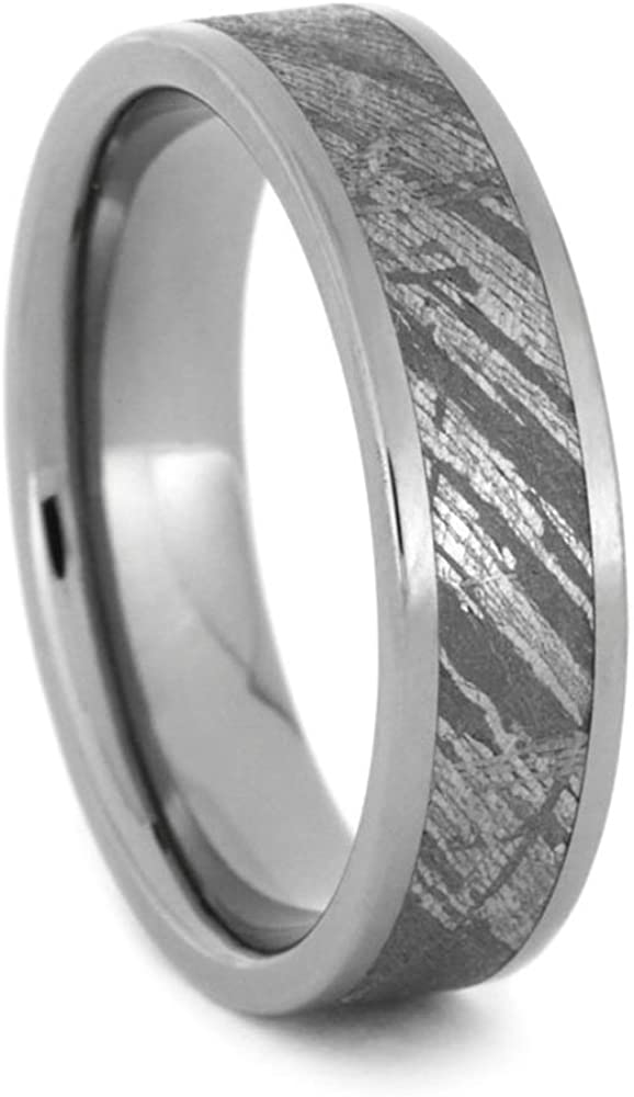 Gibeon Meteorite Inlay 5mm Comfort Fit Titanium Wedding Band, Size 5