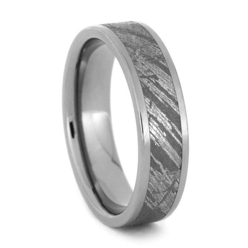 Gibeon Meteorite Inlay 5mm Comfort Fit Titanium Wedding Band, Size 11