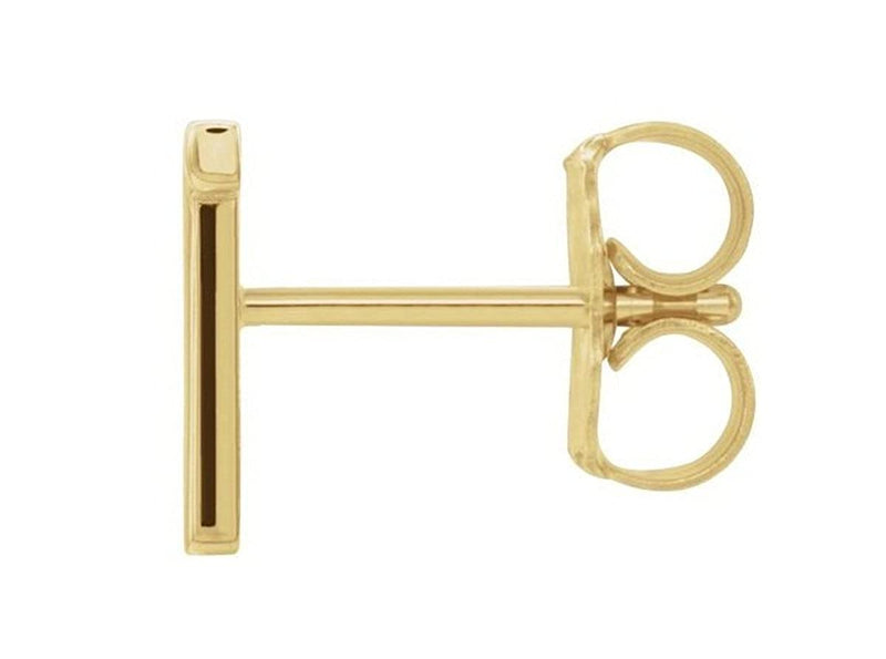 Initial Letter 'T' 14k Yellow Gold Stud Earring (Single Earring)