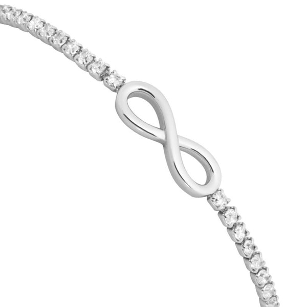 Infinity CZ Tennis Bracelet, Rhodium Plated Sterling Silver, 7.25"