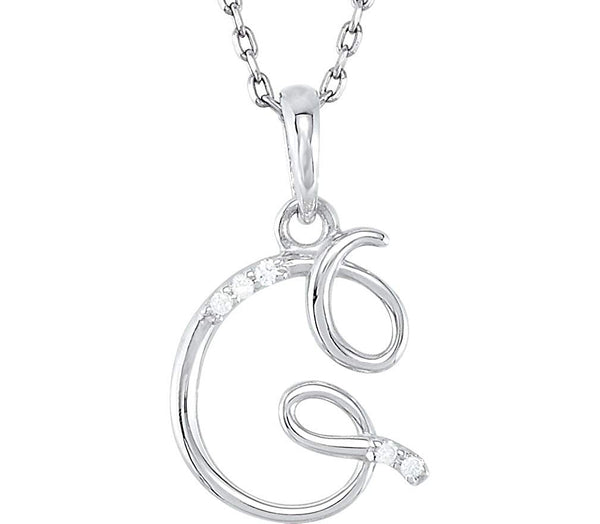 5-Stone Diamond Letter 'G' Initial 14k White Gold Pendant Necklace, 18" (.03 Cttw, GH, I1)