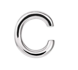 Initial Letter 'C' Rhodium-Plated 14k White Gold Stud Earring (Single Earring)