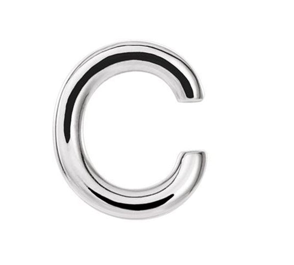 Platinum Initial Letter 'C' Stud Earring (Single Earring)