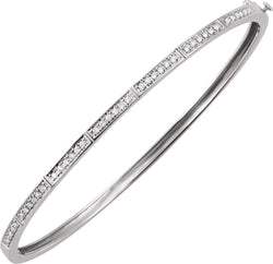 Petite Diamond Bangle Bracelet, 14k White Gold, 7" (.33 Cttw, HI Color, I1 Clarity)
