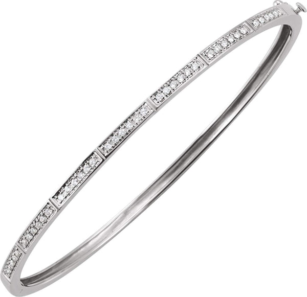 Petite Diamond Bangle Bracelet, 14k White Gold, 7" (.33 Cttw, HI Color, I1 Clarity)