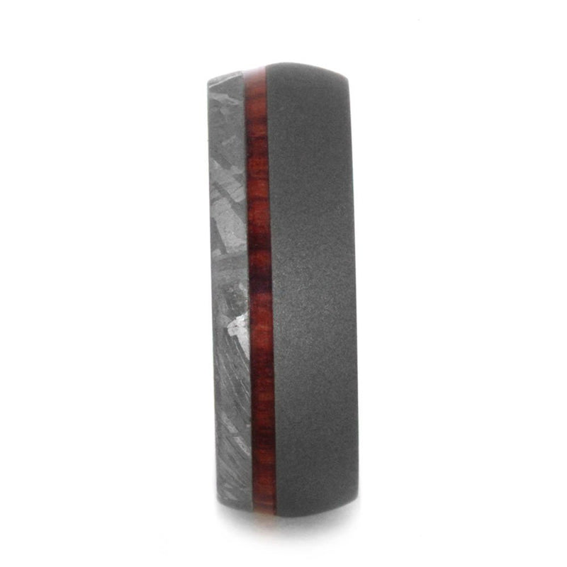 Gibeon Meteorite, Sandblast Titanium 7mm Comfort-Fit Tulip Wood Band
