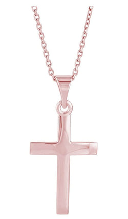 Christian Cross 14k Rose Gold Pendant Necklace, 18" (17x15.9 MM)