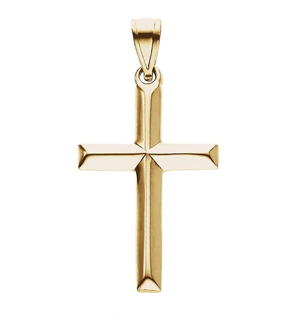 Beveled Hollow Cross 14k Yellow Gold Pendant (26X17MM)