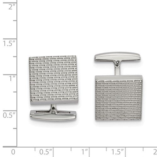 Stainless Steel Polished white Textured Square Cuff Links, 20.48MMX17MM
